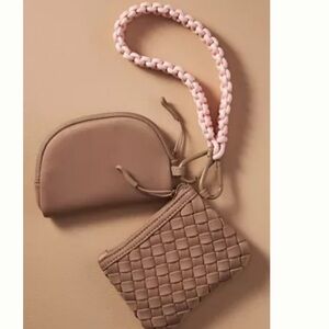 Anthropologie Brown Woven Clutch with Wristlet